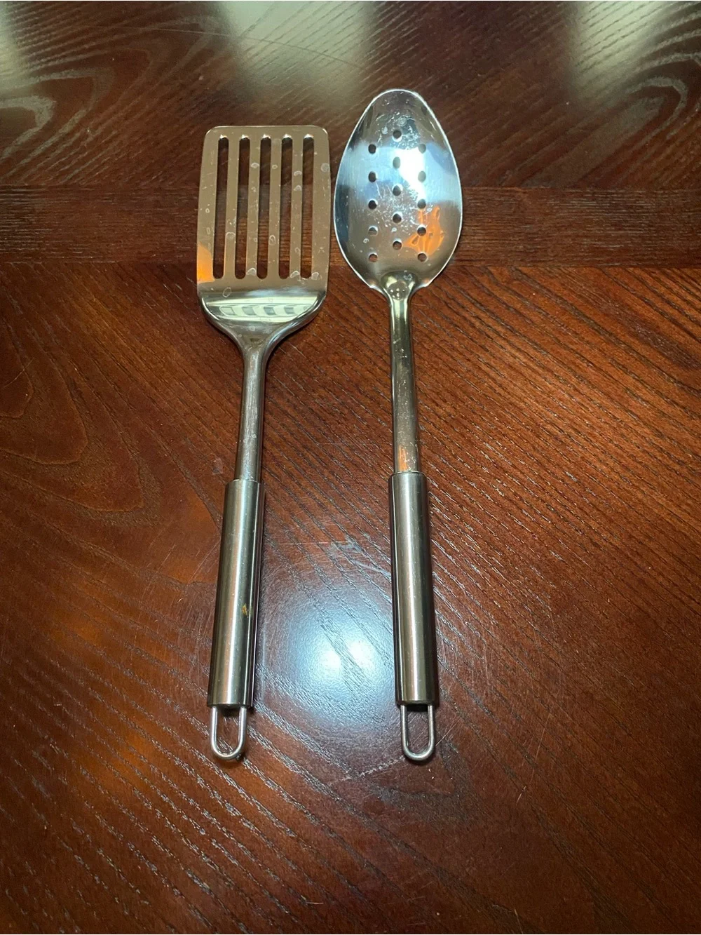 EKCO Stainless Steel Slotted Turner and Slotted Serving Spoon - Silver 18/8,